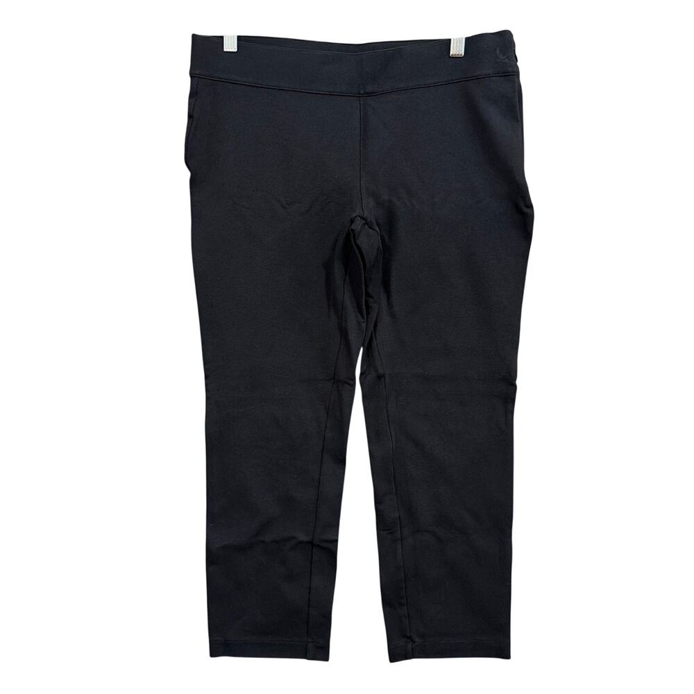 Eddie Bauer Womens Pants Black Mid Rise Side Zip Capri Legging Stretch 10 Petite